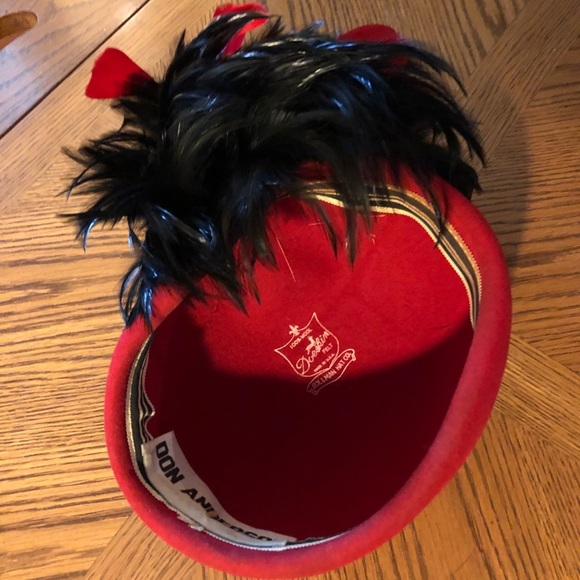 Vintage BOLLMAN Red Wool Cap Hat w Feathers main image 9